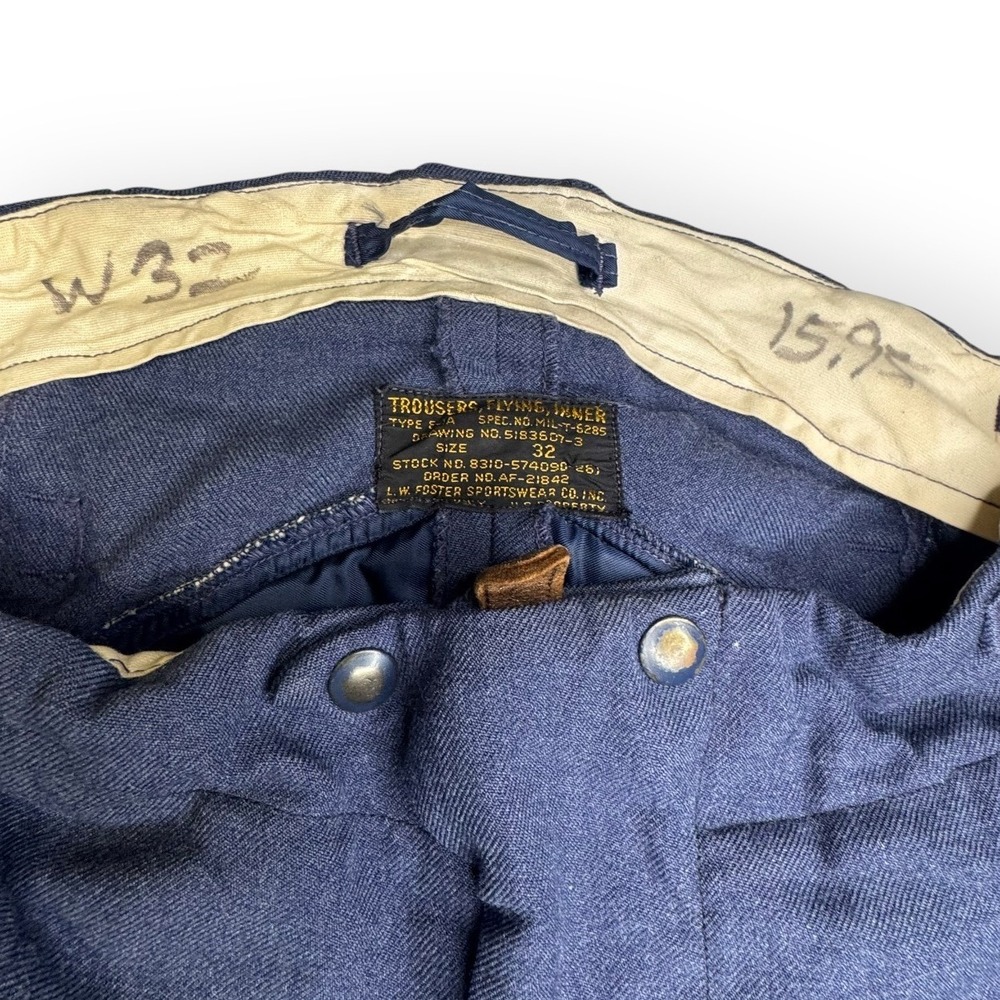 Vintage 1950's LW Foster Type F-1A Inner Flying Trousers Blue Military Pants - Picture 5 of 11